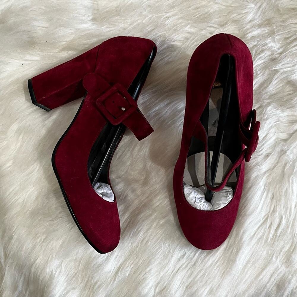 NEW Spiegel Vintage Y2K Suede Mary Jane Buckle Strap High Heel Pumps 5.5 NWOB - Picture 7 of 14